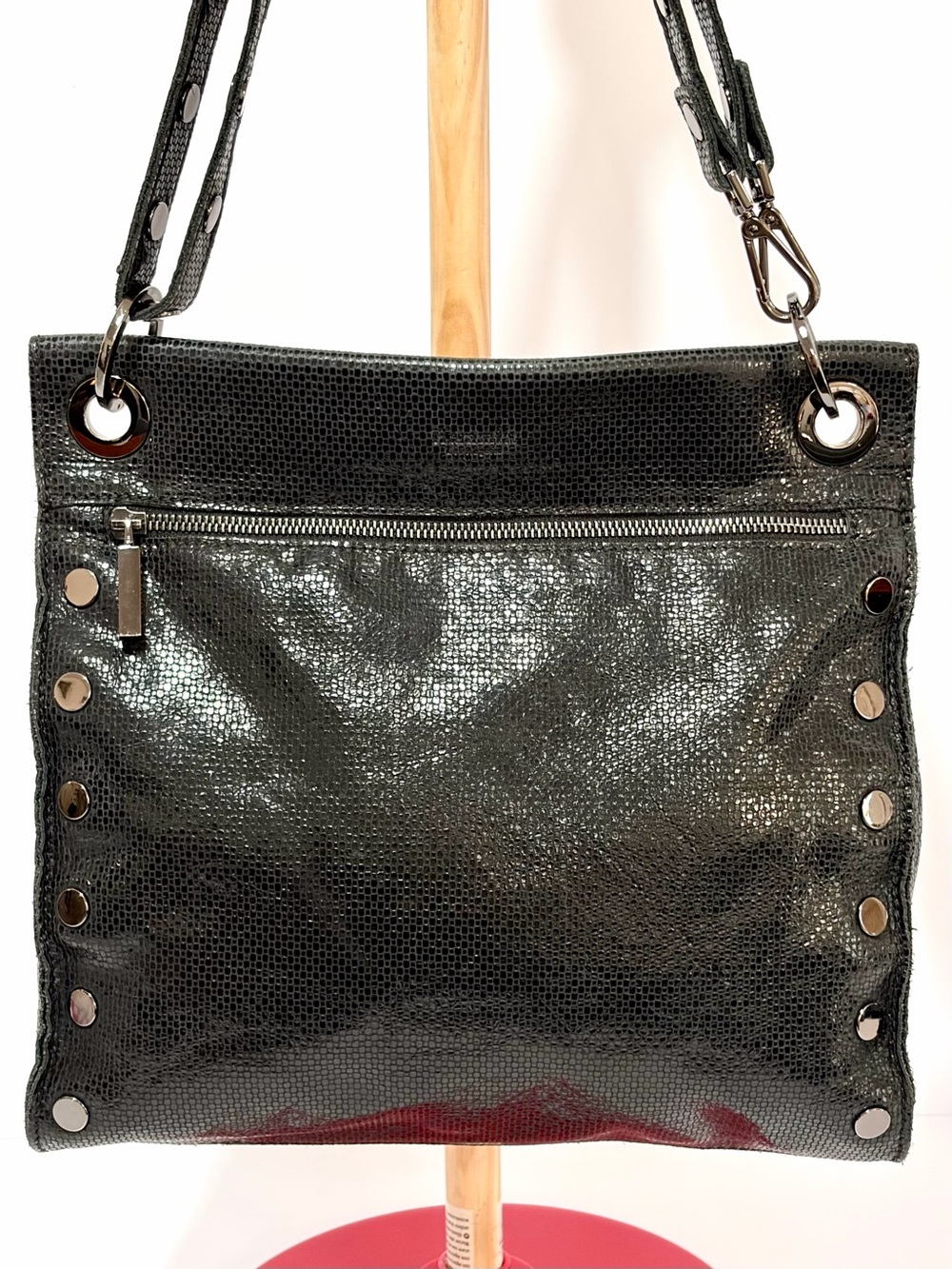 Hammitt Tony Large Crossbody Bag In Midnight Snake With Gunmetal Hardware EUC